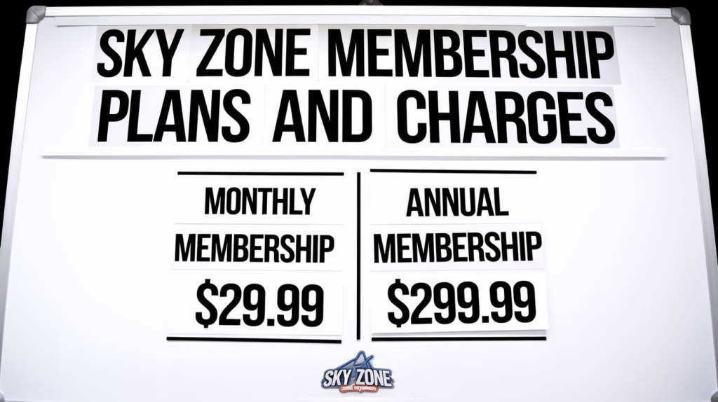 Sky Zone Membership Plans and Charges